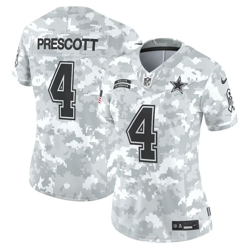 Women Dallas Cowboys #4 Prescott Nike Arctic Camo 2024 Salute to Service Limited NFL Jersey->dallas cowboys->NFL Jersey